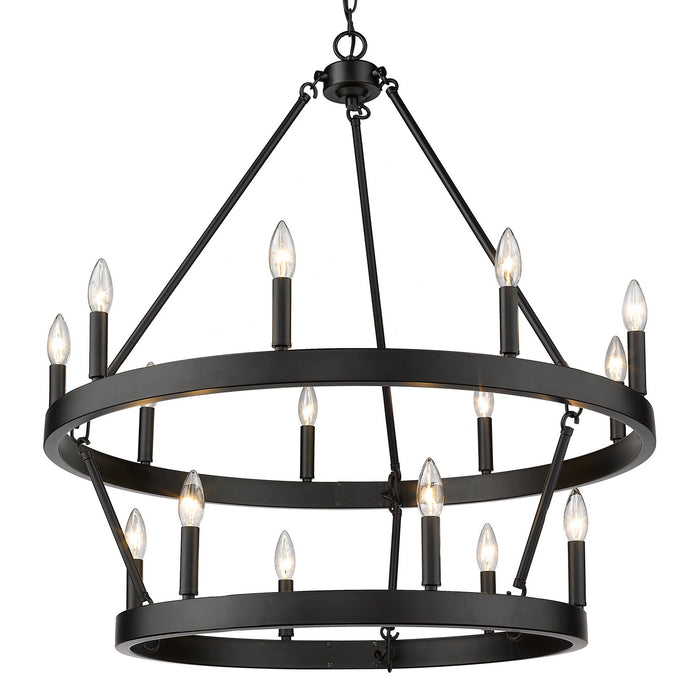 Golden 1017-96 BLK 15 Light Chandelier, Matte Black