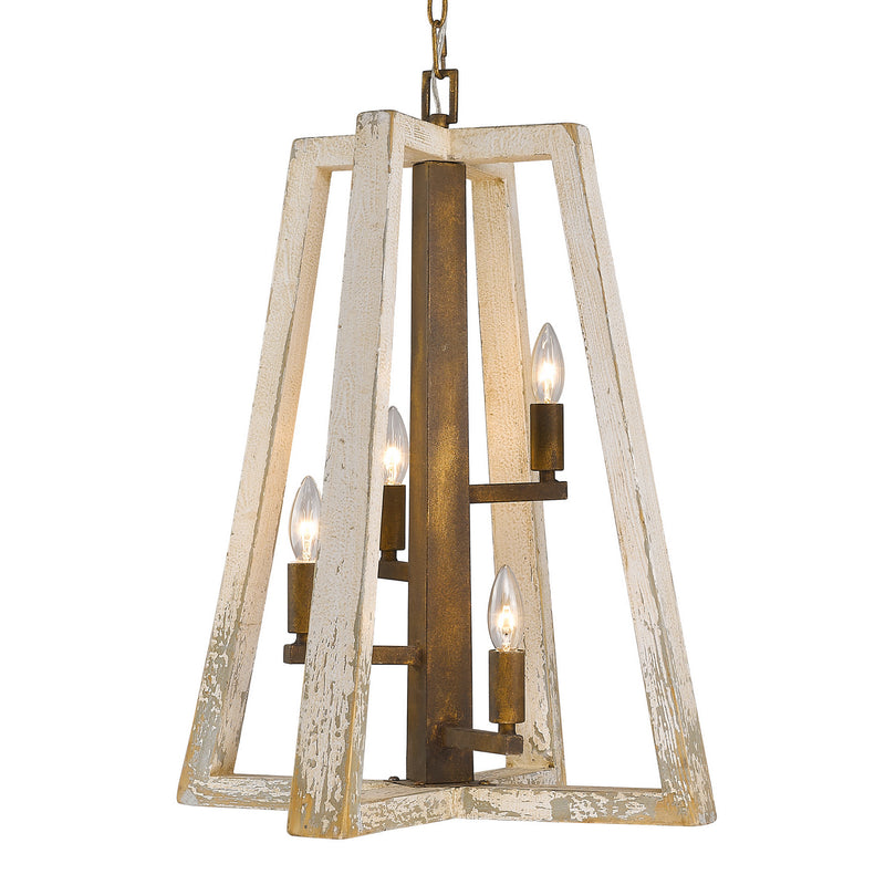 Golden 0810-4P BC Four Light Pendant, Burnished Chestnut