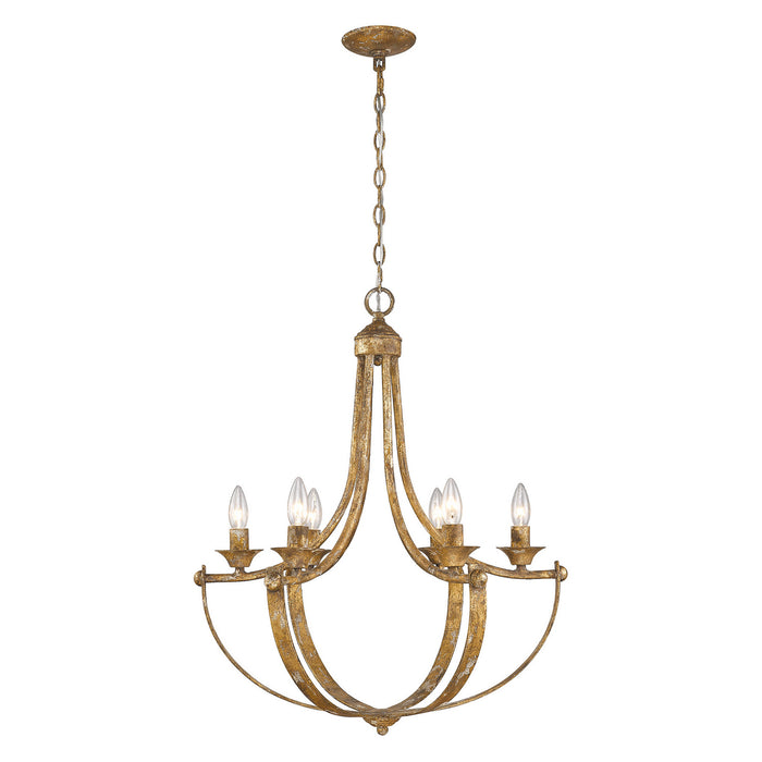 Golden 0815-6 HG Six Light Chandelier, Heirloom Gold