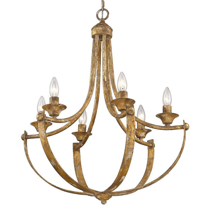 Golden 0815-6 HG Six Light Chandelier, Heirloom Gold