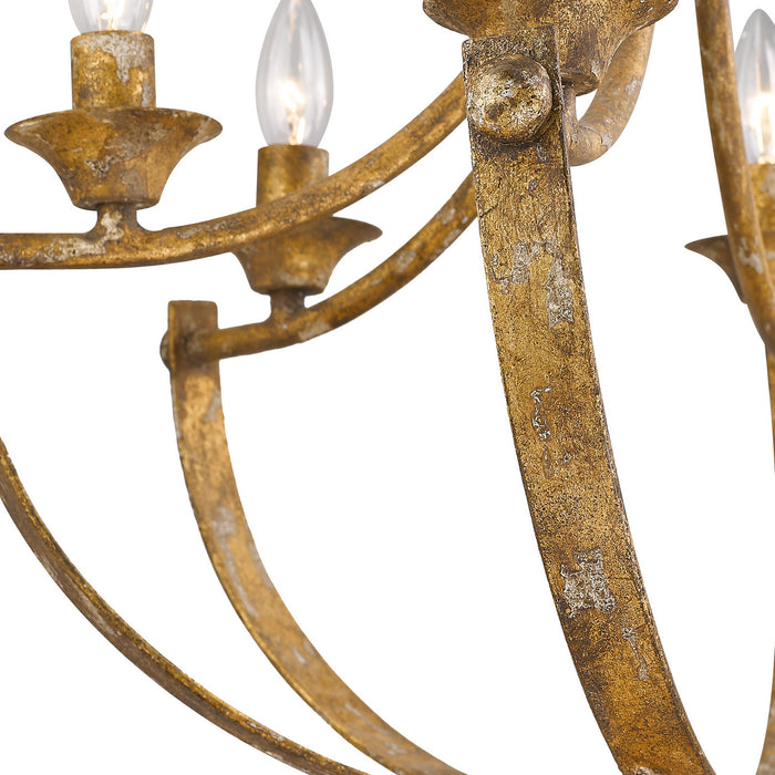 Golden 0815-6 HG Six Light Chandelier, Heirloom Gold