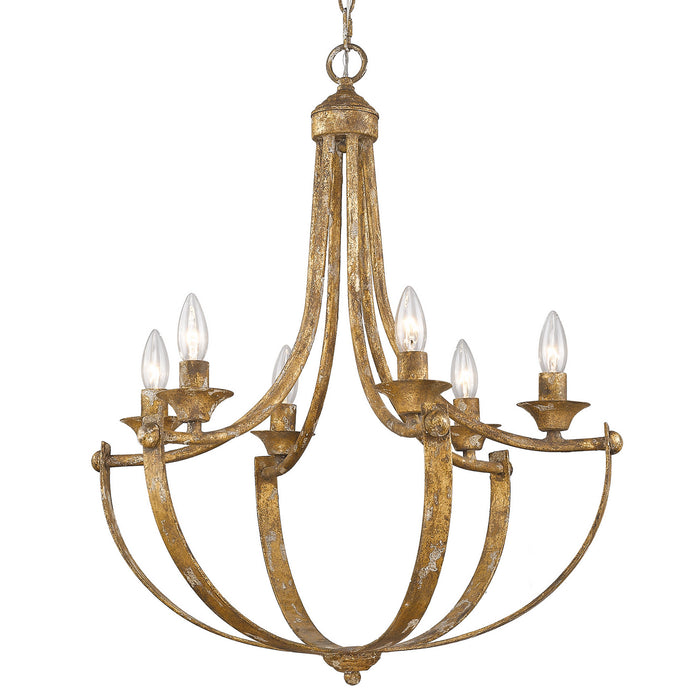 Golden 0815-6 HG Six Light Chandelier, Heirloom Gold