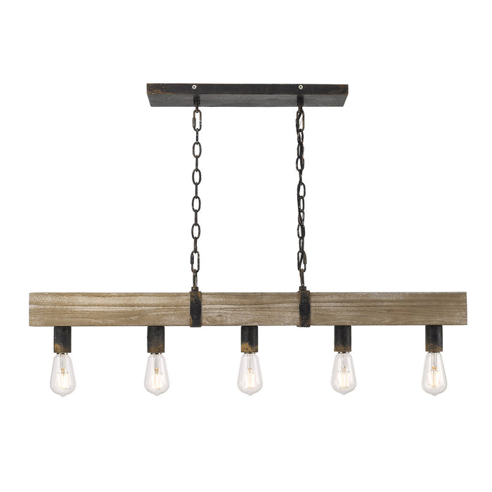 Golden 0818-LP ABI Five Light Linear Pendant, Antique Black Iron
