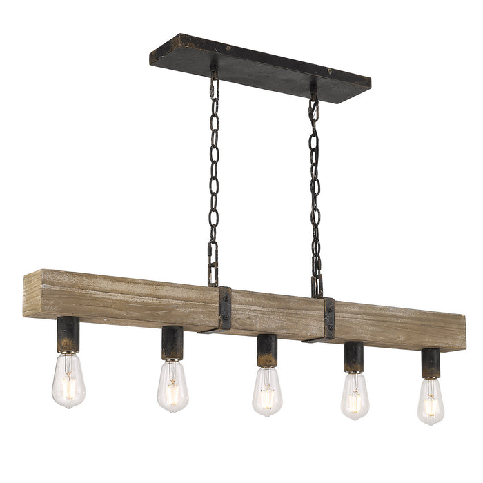 Golden 0818-LP ABI Five Light Linear Pendant, Antique Black Iron