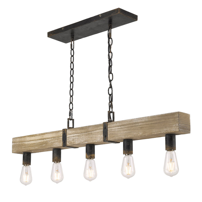 Golden 0818-LP ABI Five Light Linear Pendant, Antique Black Iron