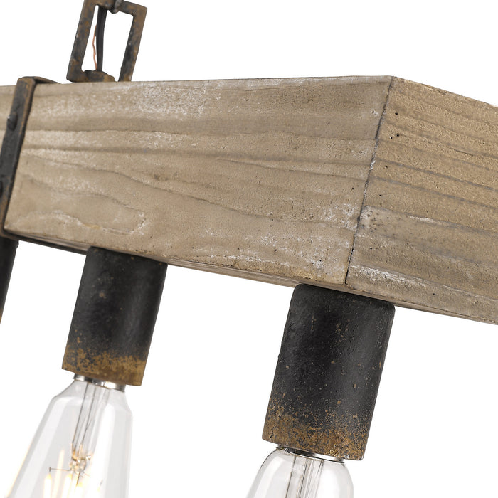Golden 0818-LP ABI Five Light Linear Pendant, Antique Black Iron