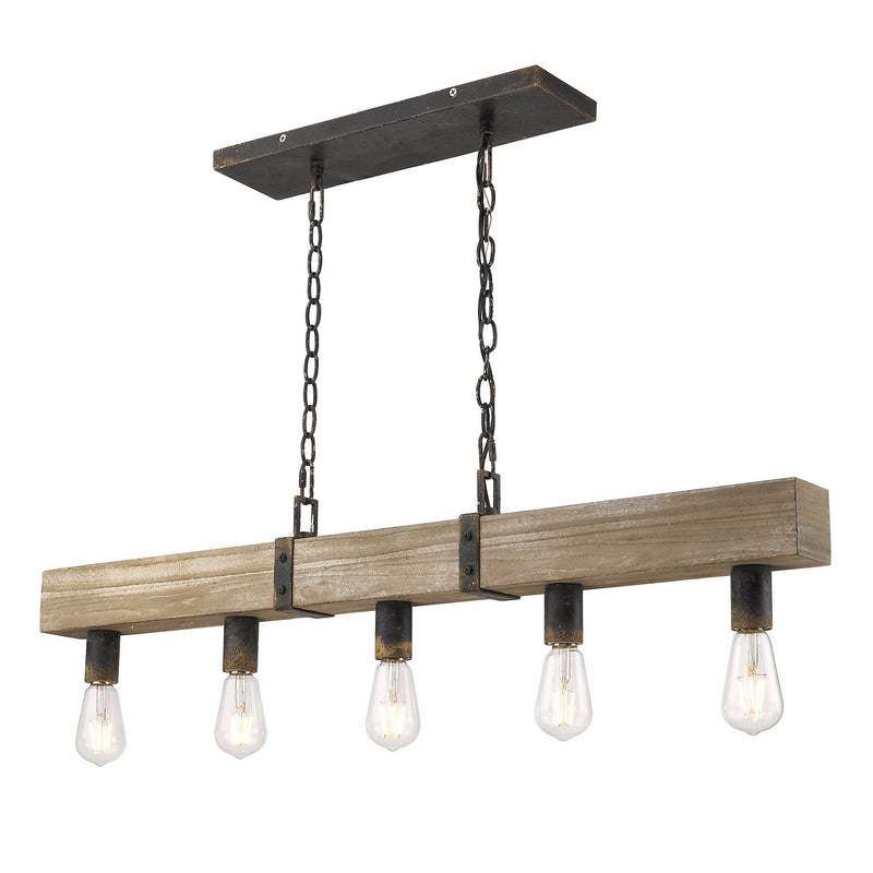 Golden 0818-LP ABI Five Light Linear Pendant, Antique Black Iron
