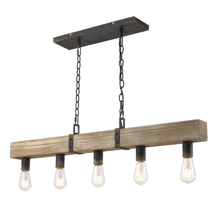 Golden 0818-LP ABI Five Light Linear Pendant, Antique Black Iron