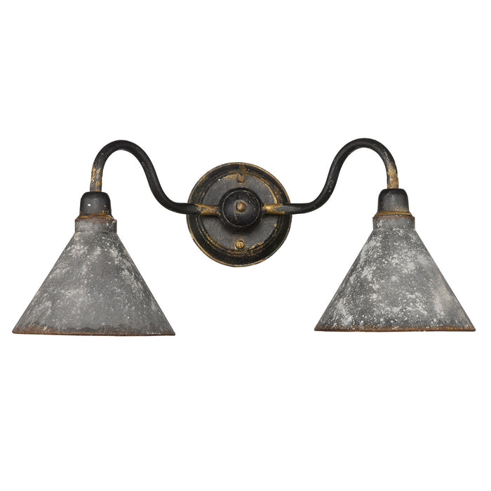 Golden 0877-BA2 ABI-GV Two Light Bath Vanity, Antique Black Iron