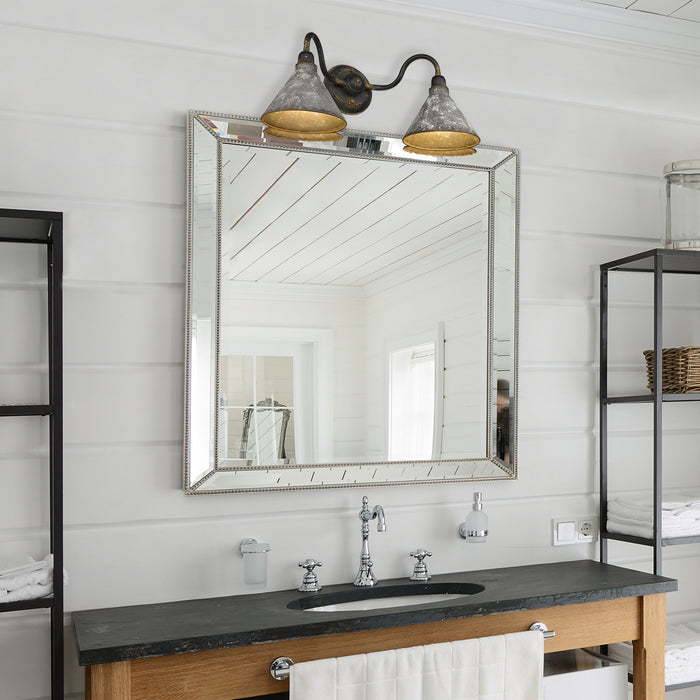 Golden 0877-BA2 ABI-GV Two Light Bath Vanity, Antique Black Iron