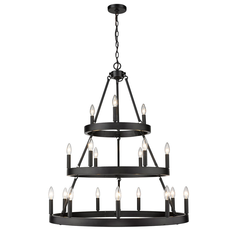 Golden 1017-369 BLK 18 Light Chandelier, Matte Black