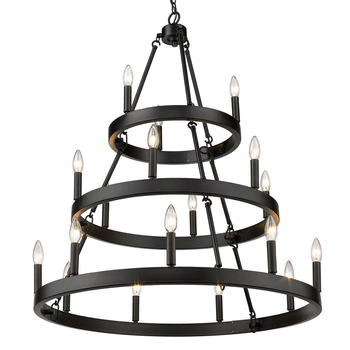 Golden 1017-369 BLK 18 Light Chandelier, Matte Black