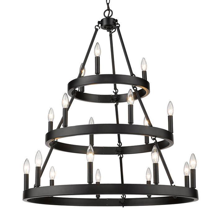 Golden 1017-369 BLK 18 Light Chandelier, Matte Black