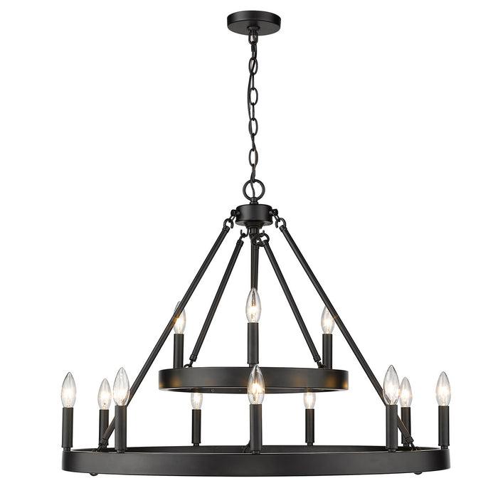 Golden 1017-39 BLK 12 Light Chandelier, Matte Black
