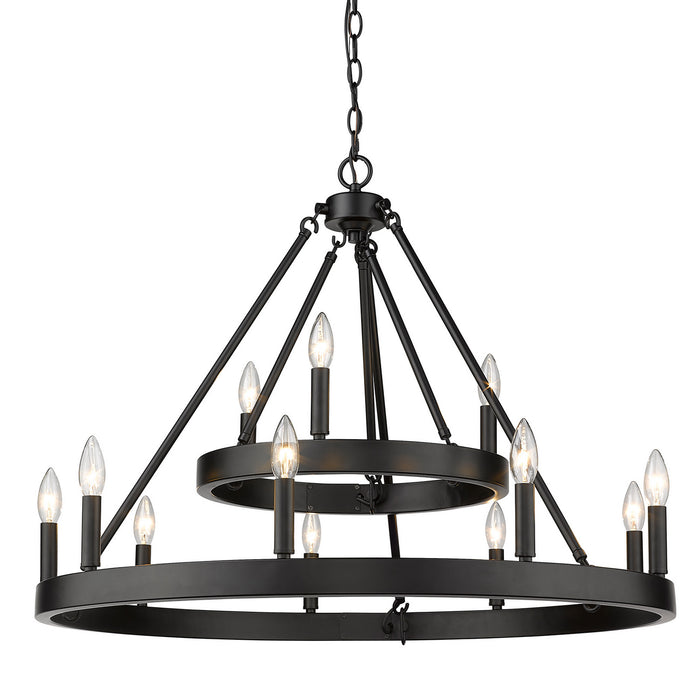 Golden 1017-39 BLK 12 Light Chandelier, Matte Black