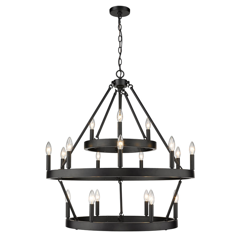 Golden 1017-396 BLK 18 Light Chandelier, Matte Black
