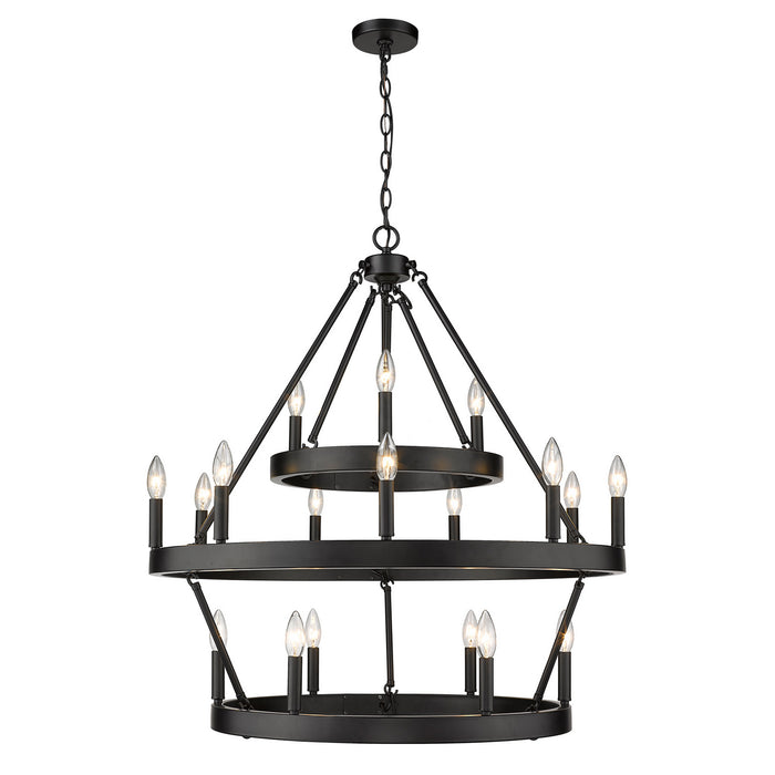 Golden 1017-396 BLK 18 Light Chandelier, Matte Black