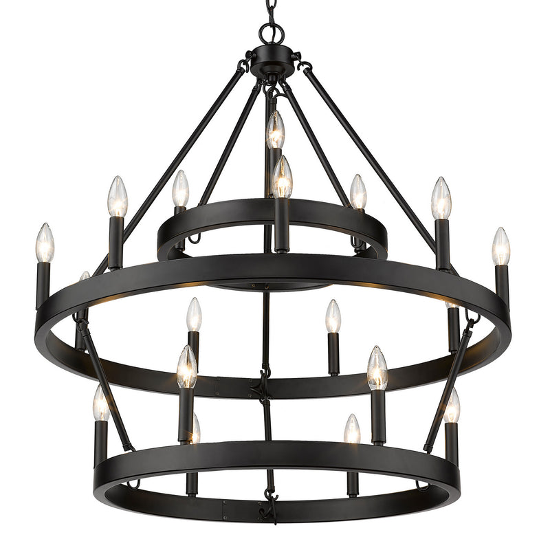 Golden 1017-396 BLK 18 Light Chandelier, Matte Black