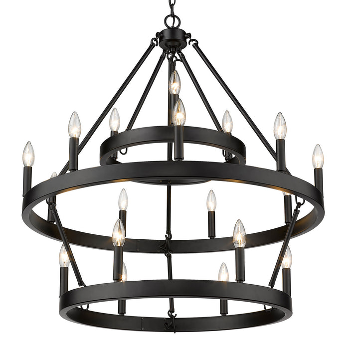 Golden 1017-396 BLK 18 Light Chandelier, Matte Black