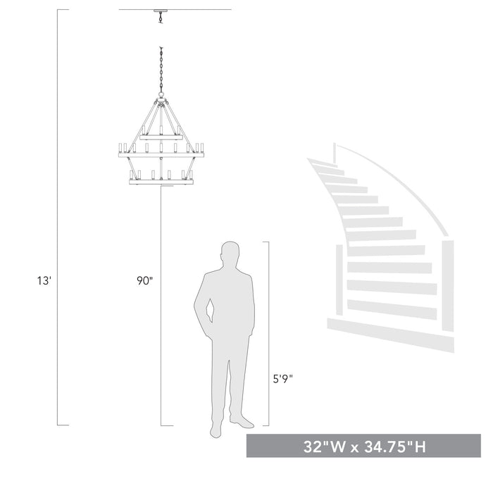 Golden 1017-396 BLK 18 Light Chandelier, Matte Black