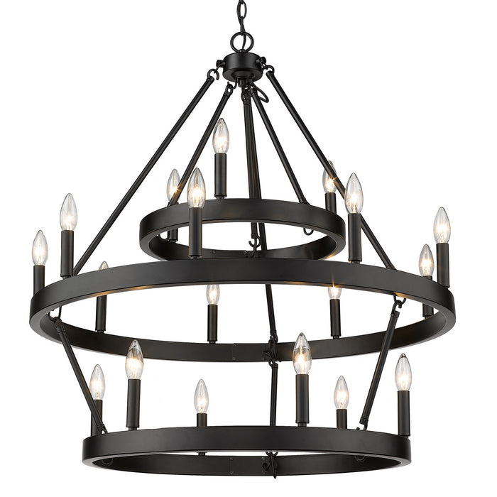 Golden 1017-396 BLK 18 Light Chandelier, Matte Black