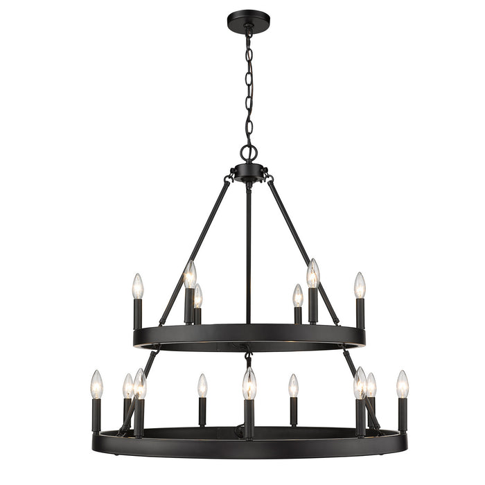 Golden 1017-69 BLK 15 Light Chandelier, Matte Black