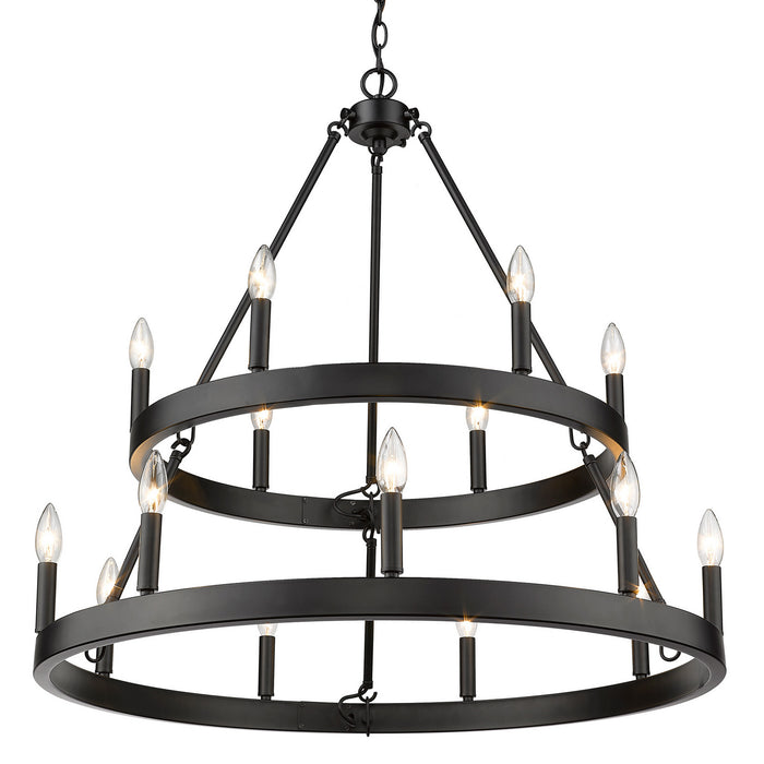 Golden 1017-69 BLK 15 Light Chandelier, Matte Black