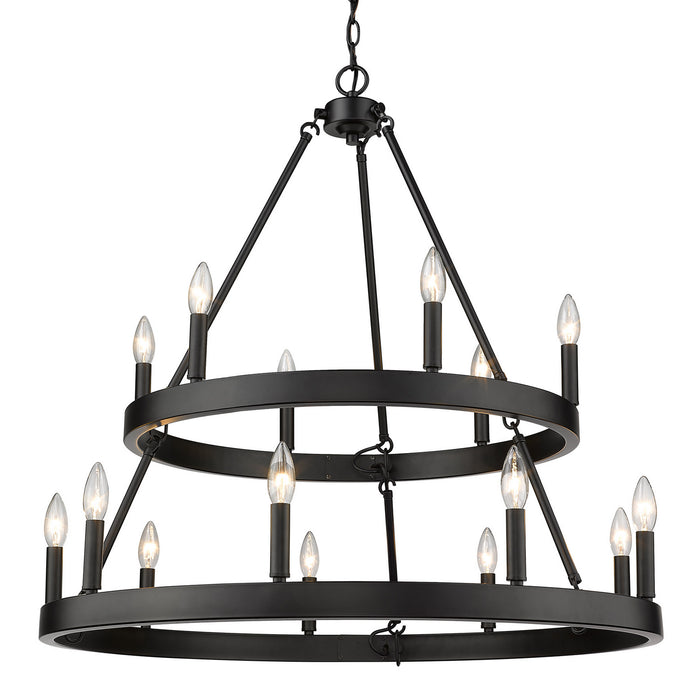 Golden 1017-69 BLK 15 Light Chandelier, Matte Black