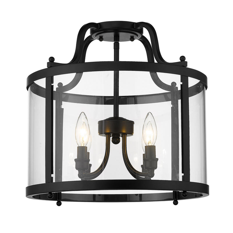 Golden 1157-SF BLK Four Light Semi-Flush Mount, Matte Black