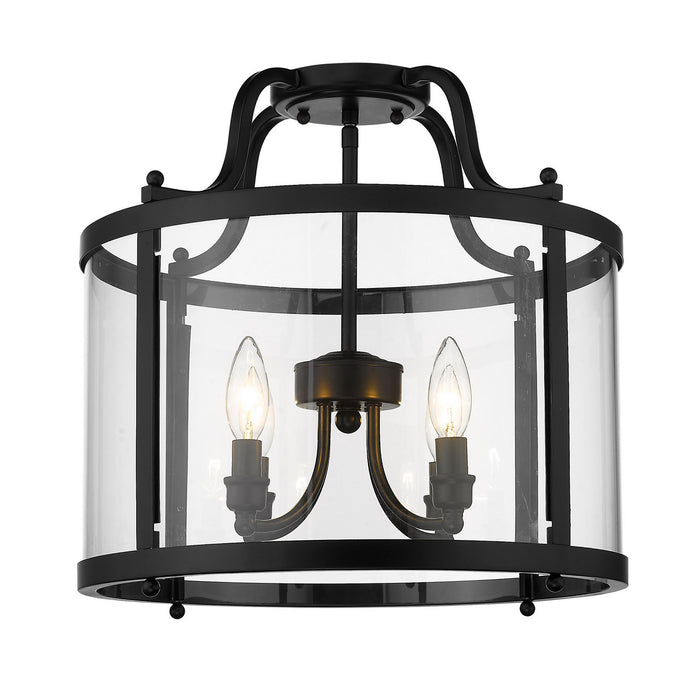 Golden 1157-SF BLK Four Light Semi-Flush Mount, Matte Black