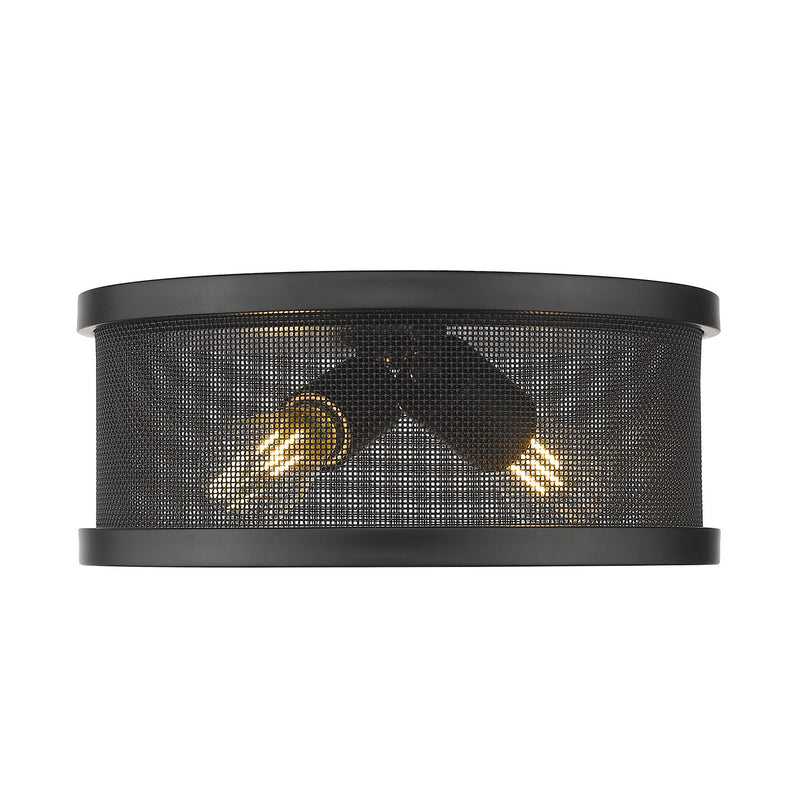 Golden 3168-FM11 BLK-BLK Two Light Flush Mount, Matte Black