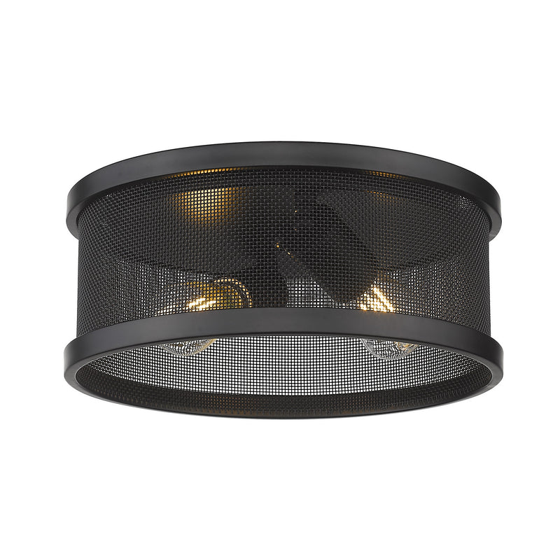 Golden 3168-FM11 BLK-BLK Two Light Flush Mount, Matte Black