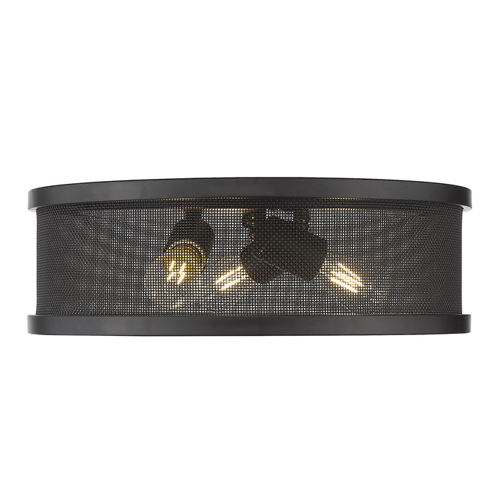 Golden 3168-FM15 BLK-BLK Three Light Flush Mount, Matte Black