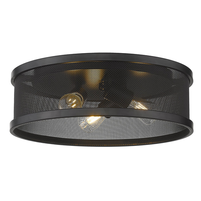 Golden 3168-FM15 BLK-BLK Three Light Flush Mount, Matte Black