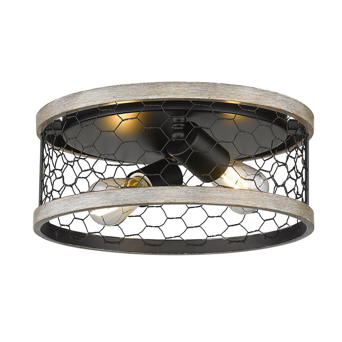 Golden 3171-FM11 BLK-CW Two Light Flush Mount, Matte Black