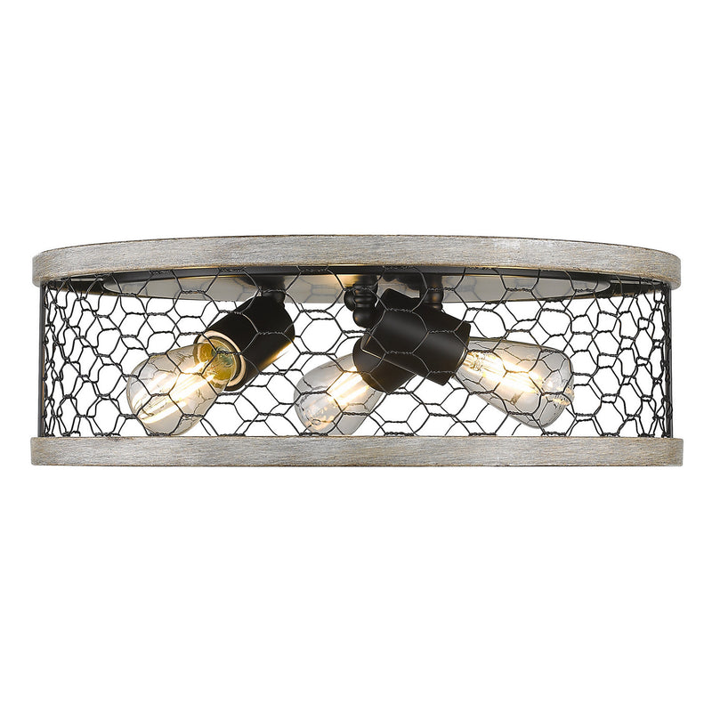 Golden 3171-FM15 BLK-CW Three Light Flush Mount, Matte Black