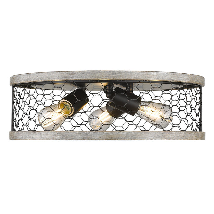 Golden 3171-FM15 BLK-CW Three Light Flush Mount, Matte Black