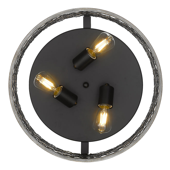 Golden 3171-FM15 BLK-CW Three Light Flush Mount, Matte Black