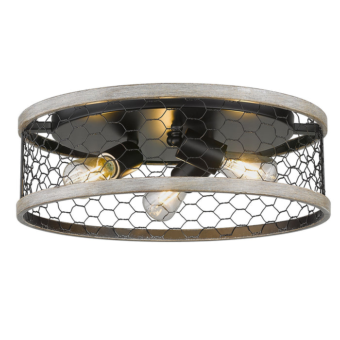 Golden 3171-FM15 BLK-CW Three Light Flush Mount, Matte Black