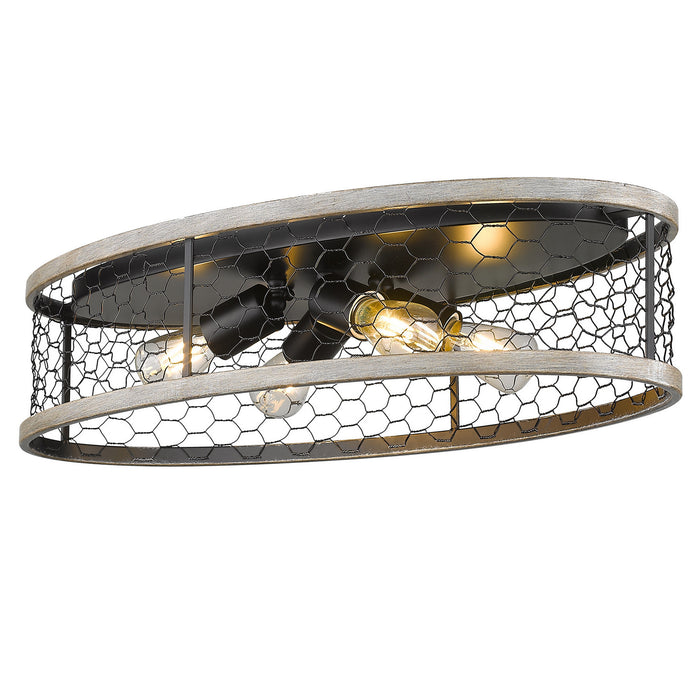Golden 3171-FM24 BLK-CW Four Light Flush Mount, Matte Black