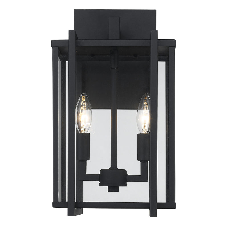 Golden 6071-OWM NB-CLR Two Light Outdoor Wall Sconce, Natural Black