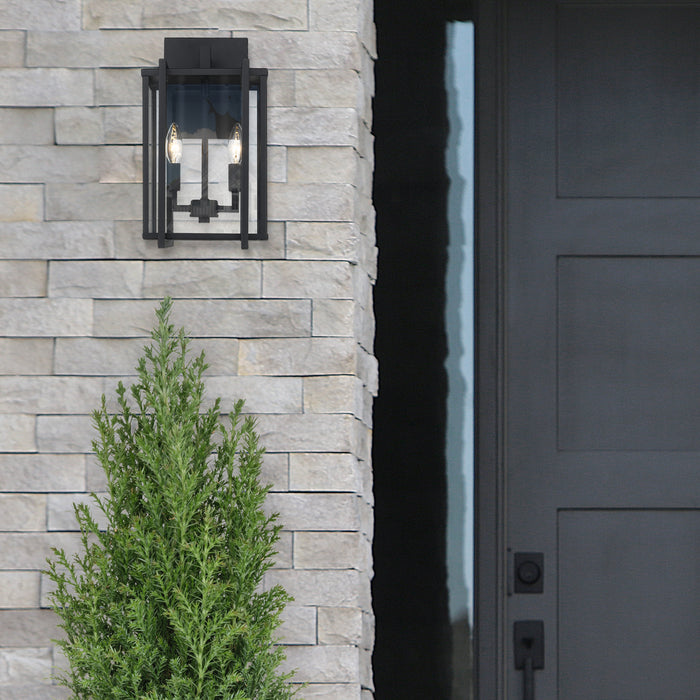 Golden 6071-OWM NB-CLR Two Light Outdoor Wall Sconce, Natural Black