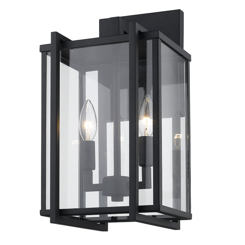 Golden 6071-OWM NB-CLR Two Light Outdoor Wall Sconce, Natural Black