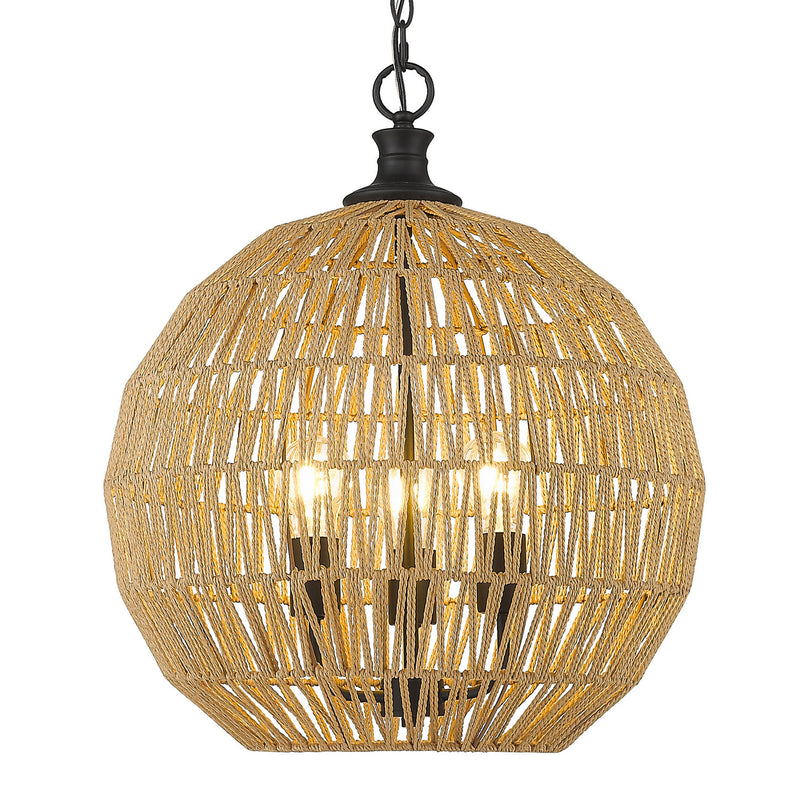 Golden 6933-3P BLK-NR Three Light Pendant, Matte Black