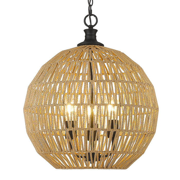Golden 6933-3P BLK-NR Three Light Pendant, Matte Black