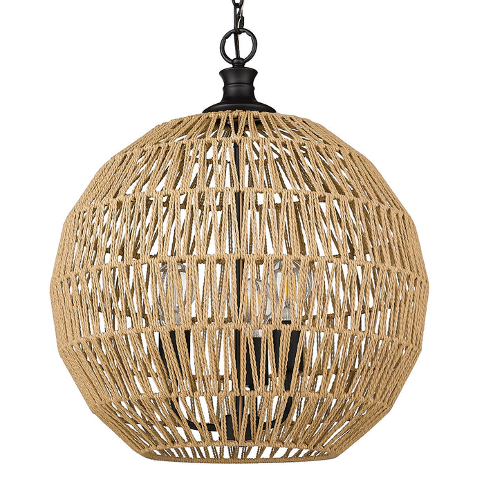 Golden 6933-3P BLK-NR Three Light Pendant, Matte Black
