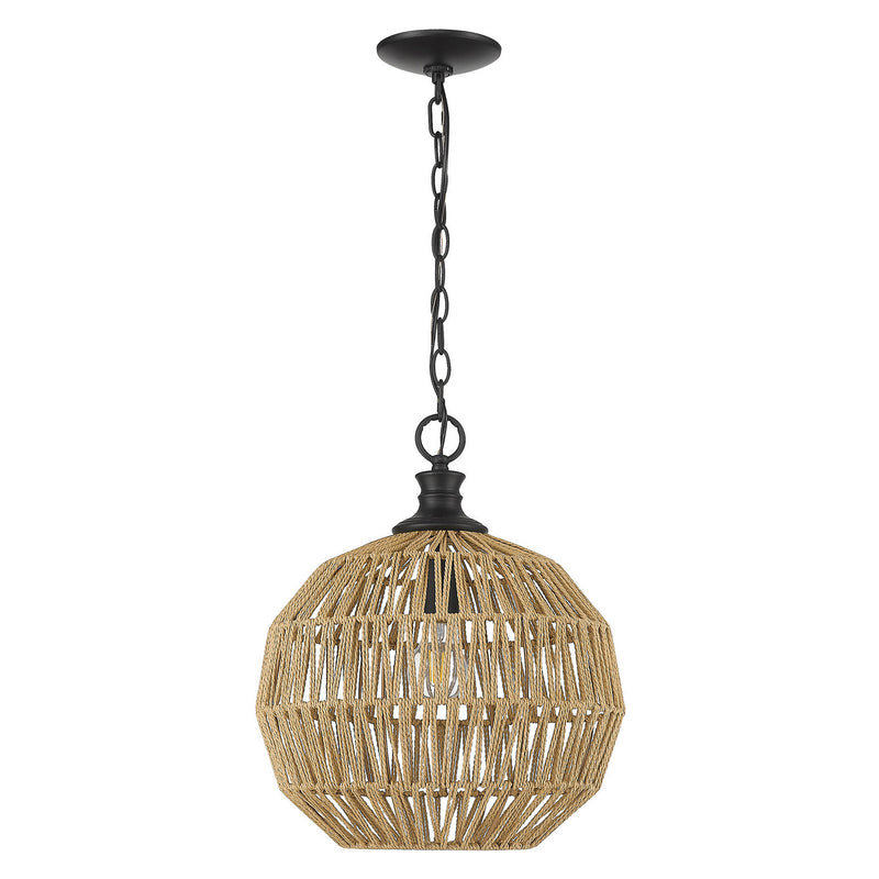Golden 6933-M BLK-NR One Light Pendant, Matte Black