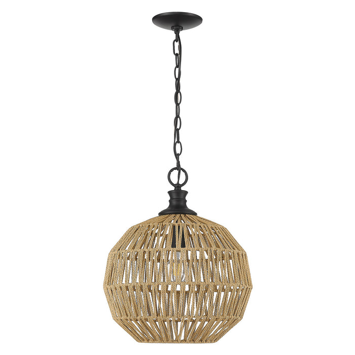 Golden 6933-M BLK-NR One Light Pendant, Matte Black