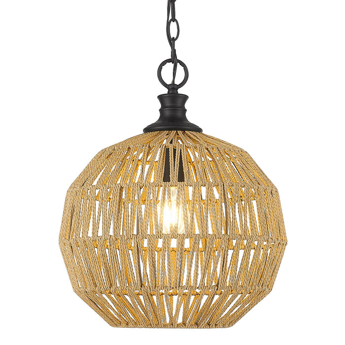 Golden 6933-M BLK-NR One Light Pendant, Matte Black