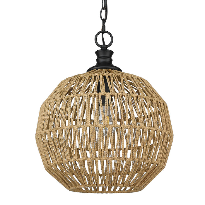 Golden 6933-M BLK-NR One Light Pendant, Matte Black